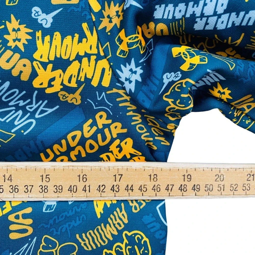 Under Armour Youth Hoodie Graphic Print‎ Teal Yellow Pullover Hooded Sweatshirt